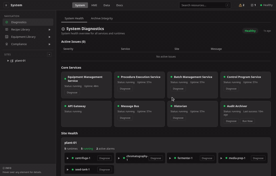OPC UA onboarding over a secured channel: Discover endpoints lists the server's advertised security profiles, Basic256Sha256 with SignAndEncrypt and Certificate auth are selected, and the discovery scan runs under the gateway's own client identity