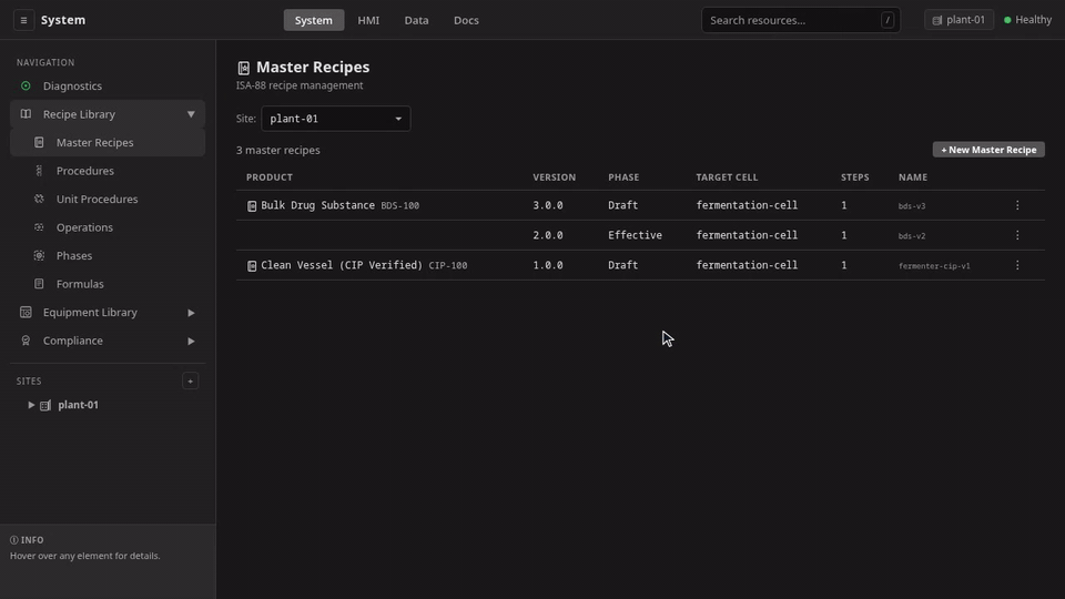 One recipe taken through two different changes. A routine edit lands by direct apply, while a production edit opens a real pull request for review, and the same e-signed approval ceremony gates both routes.